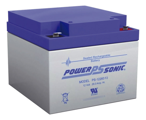 Batería Power Sonic 12v 26ah Respaldo Agm/vrla / Ps-12260-f2