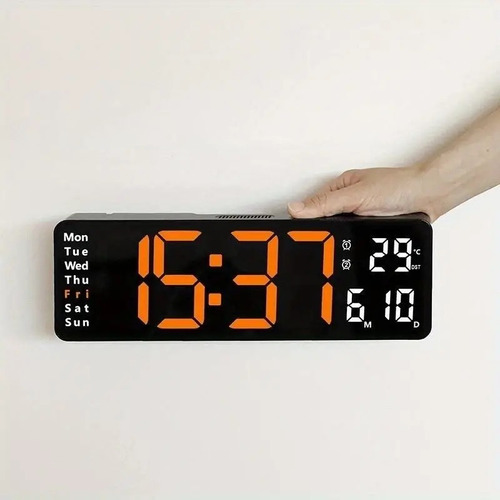Reloj Led Digital De Pared Temperatura Alarma Sala Bar