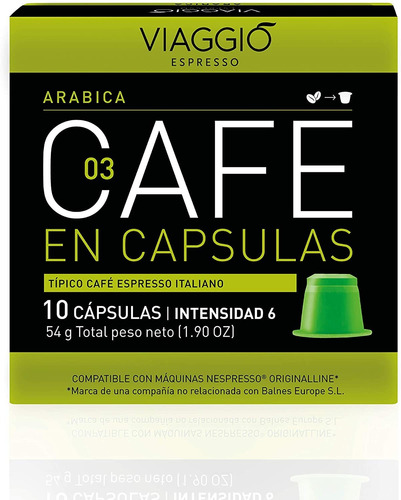 Imagen 1 de 1 de Café arábica en cápsula Viaggio 10 u