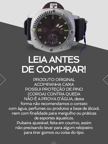 Relógio Masculino Prateado C/ Pulseira De Couro Original