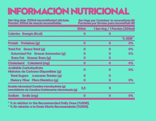 Imagen 2 de 4 de Creatina Micronizada 400gr Saborizada - 80 Serv