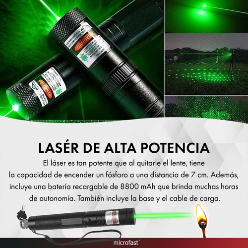 Imagen 2 de 6 de Puntero Láser Potente Verde Efecto Lluvia 8800mah Recargable