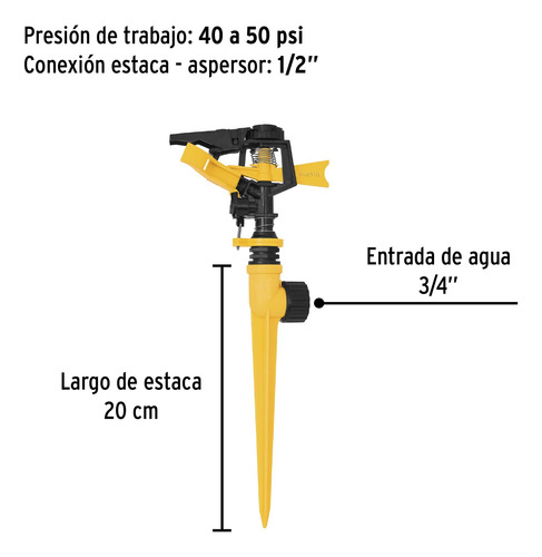 Aspersor Plástico 11´´ Una Vía Estaca Plástica Pretul 20055