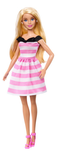 Muñeca Barbie De Aniversario Con Vestido Blanco Y Rosa