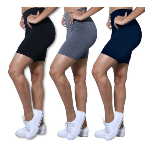 Kit 3 Bermudas Fitness Plus Size #top #academia #legging