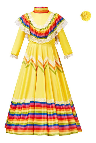 Vestido Mexicano Folclórico Para Mujer, Bailarina Tradiciona