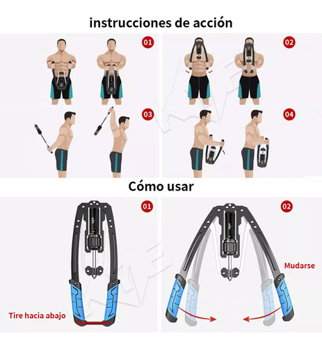 Kye Ejercitador De Brazo Ajustable Potencia Hidráulica+pinza Color Azul
