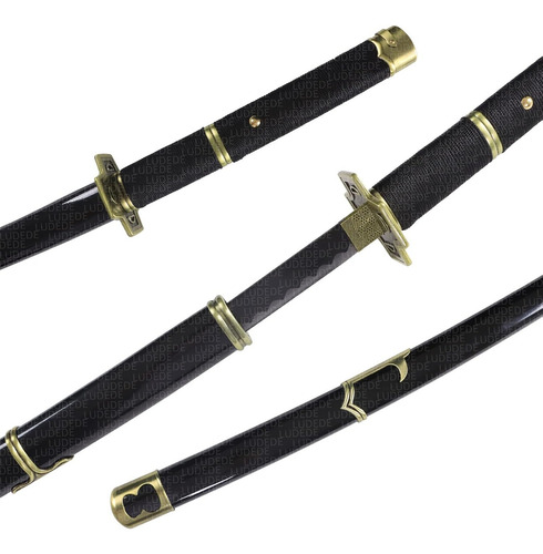 LUDEDE Roronoa Zoro Acero Katana - 104cm Yubashiri Anime One Piece Con Cinturón y Soporte - Espada Perfecta Para Cosplay, Colección