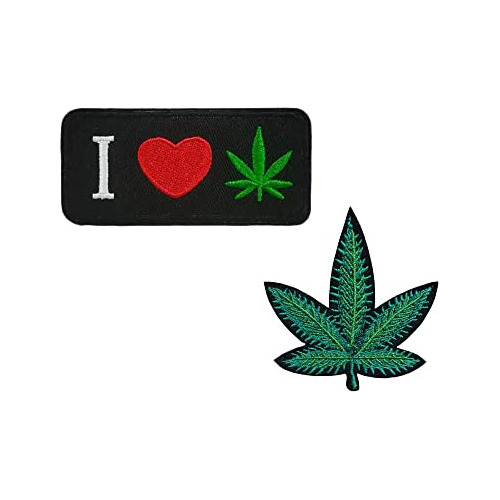 Juego De 2 Parches I Love Pot Leaf Grass Hemp Bordados ...