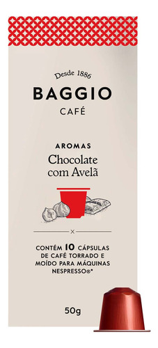 Café Cápsula Baggio Aromas Chocolate Com Avelã 50g 10caps