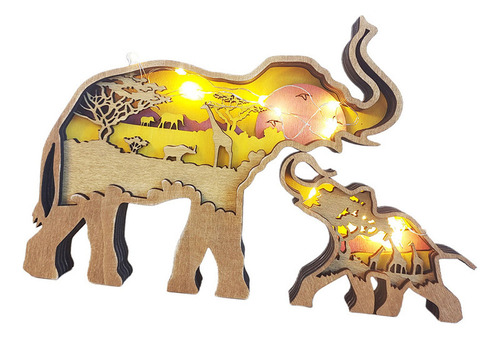 Adorno De Madera Con Forma De Elefante Artesanal Para Decora