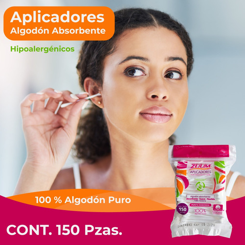 Cotonetes Zuum Algodon Bolsa Con 150 Piezas Hisopos