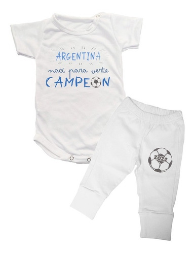 Body Bebe + Pantalon Conjunto Argentina Verte Campeon 2022