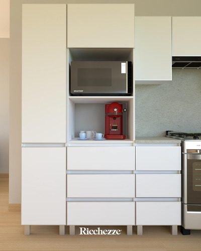 Mueble Bajo Mesada Cajonera 40 Cm Potenza 3 Cajones Blanco Aluminio Ricchezze