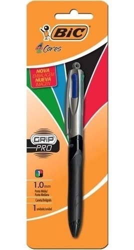 Caneta Esferográfica Bic 4 Cores Grip Pro. 1.0mm