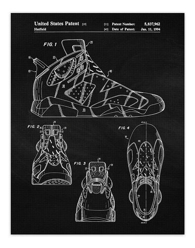 Vintage Aj 6 Shoes Bw - Poster De Patente Impresa  1 Foto S