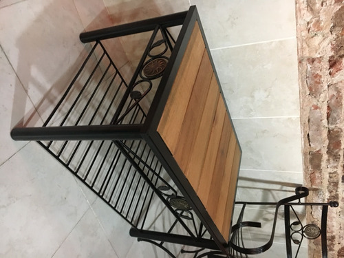 Imagen 8 de 10 de Mesa Ratona Industrial Hierro Y Madera Estantes Deck Forjado