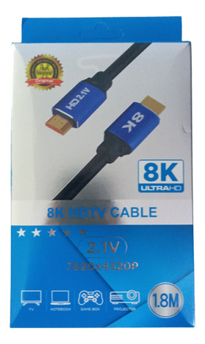 Cable Hdmi 2.1v 1.80 Mts 8k/4320p/120 Hz/earc/hdr 10 Nuevos