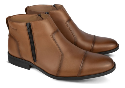 Botín De Cuero Para Hombre Color Toffee Casual Formal H625