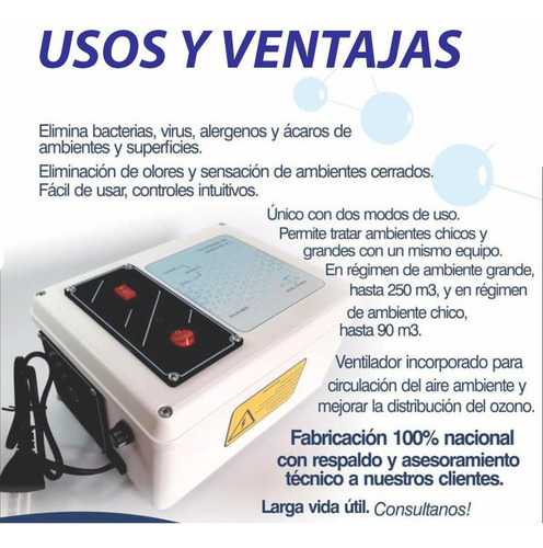 Ozonizador Generador De Ozono Desinfectante Purifica Aire A1