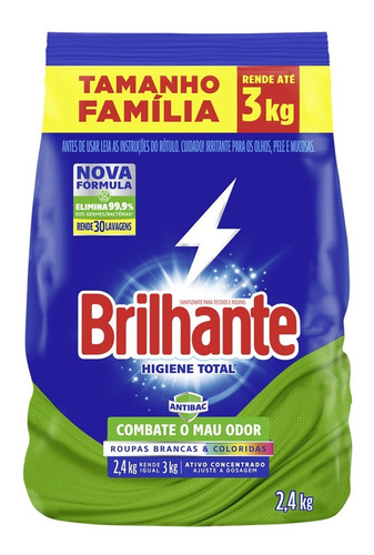 Lava-roupas Pó Higiene Total 2,4kg Brilhante