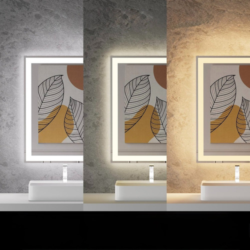 Espelho Retangular Vertical Jateado Led 90x70cm Sensor Touch