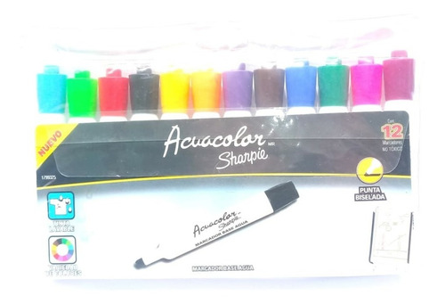 Acuacolor Sharpie Paq. C/12 Colores