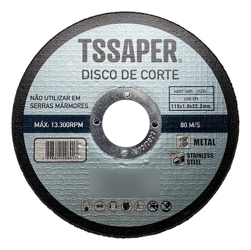 Disco Corte Fino Inox 4.1/2 X 1,0 Esmerilhadeira 100 Peças