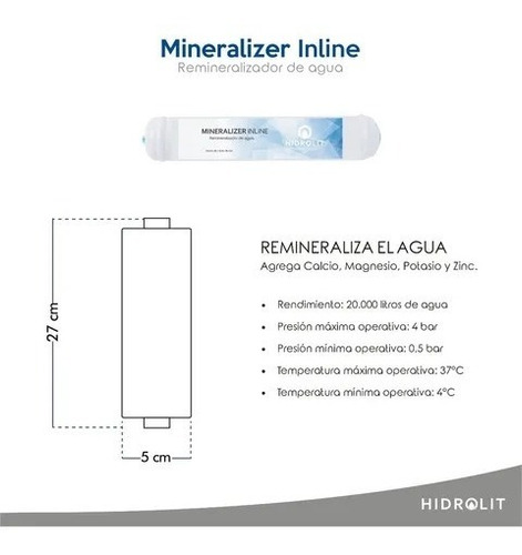 Imagen 2 de 5 de Repuesto Ósmosis Inline Mineralizer