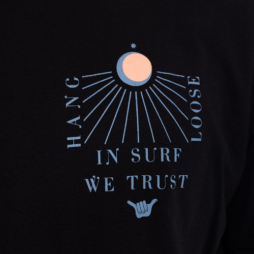 Imagen 4 de 7 de Polera De Hombre Hang Loose In Surf We Trust Negro