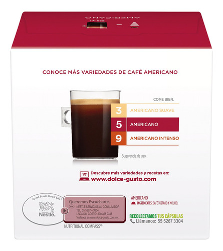 Pack X 16 Cápsulas Nescafé Dolce Gusto Americano 128 G
