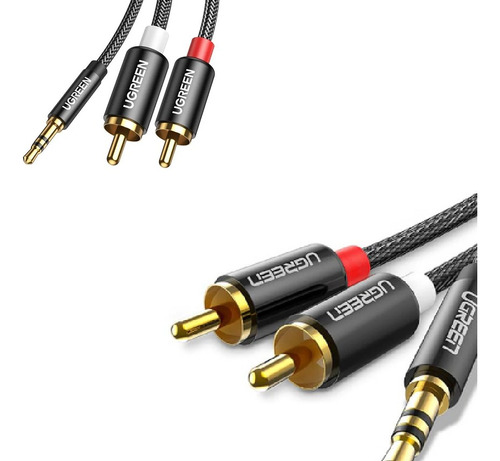 Cable 1m Stereo Auxiliar 3.5mm - 2 Rca - Nylon  Audio Mp3