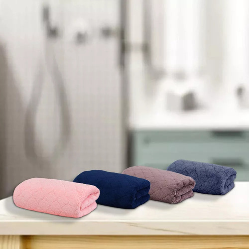 Yc 4pcs Toallas De Baño De Terciopelo Coral, Cómodas, 35x75