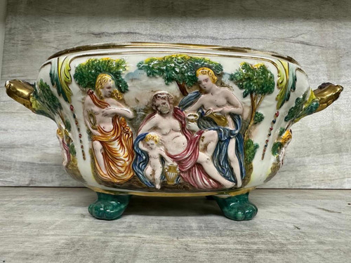 Centro De Mesa Capo Di Monti Porcelana Vidriada 1930 (Usado)