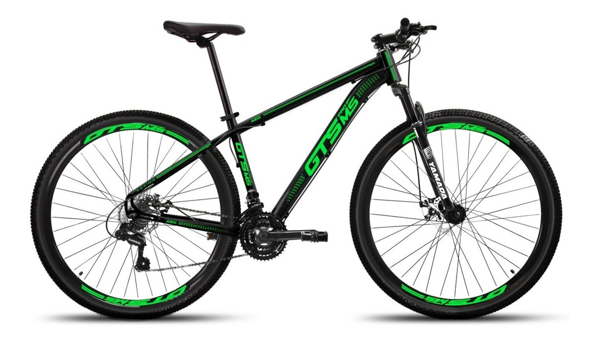 Mountain bike GTS PRO M5 Techs aro 29 19" 21v freios de disco mecânico cor preto/verde