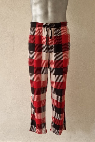 Pantalon Pijama A Cuadros Textura Polar Fleece Calido Hombre
