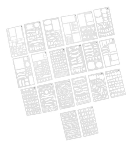 20 Pieces Journal Stencil Drawing Templates Rulers For Diy