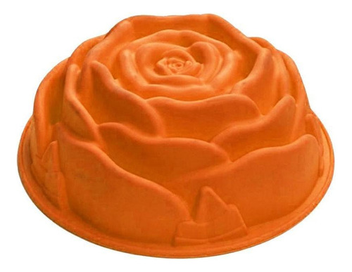 Forma De Silicone Rosa Flor Bolo Doces Antiaderente 2 Un Cor Laranja