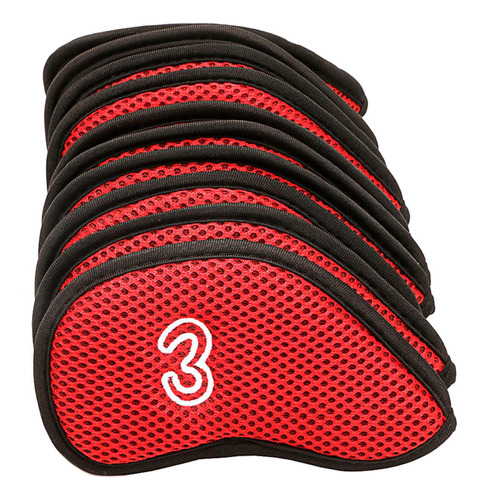 10 Unids/pack Meshy Golf Hierro Cubre Conjunto De Club Rojo