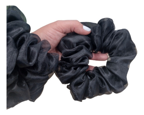 Scrunchies Xxl Negra  Coquette  Para El Cabello Mujer Bamba 