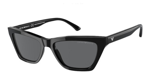 Emporio Armani Ea4169 587587 54 Gafas de sol para mujer, color negro, marco, color varilla, color gris oscuro, lente, color gris oscuro, diseño de ojo de gato