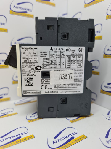 Disjuntor Gv2me07 1,6-2,5a 100ka Motor Schneider