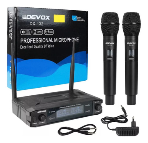 Microfone Sem Fio, Dx-132, Marca Devox, Uso Profissional Cor Preto