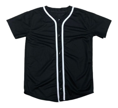 Jersey Casaca De Beisbol Lisa Moda Color Negro