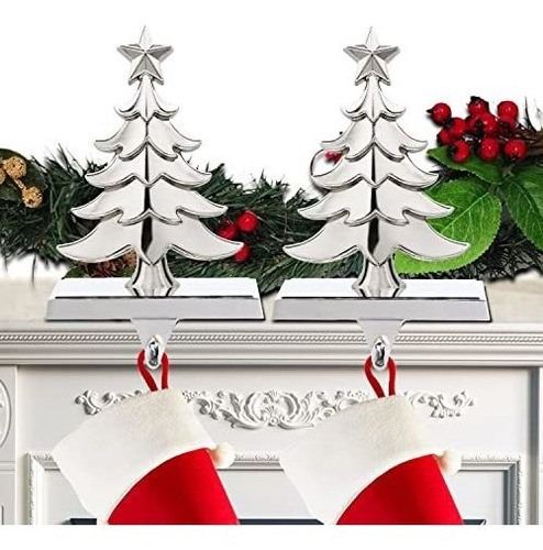 2 Set De Navidad Stocking Holders For Mantel Metal Pv2ro