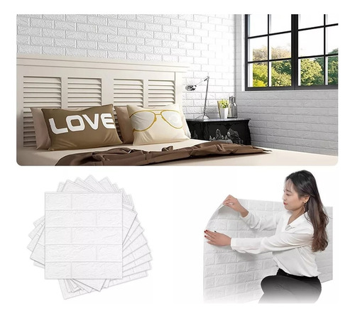 20pk Papel Tapiz Adhesivo Con Diseño De Pared De Ladrillo 3d