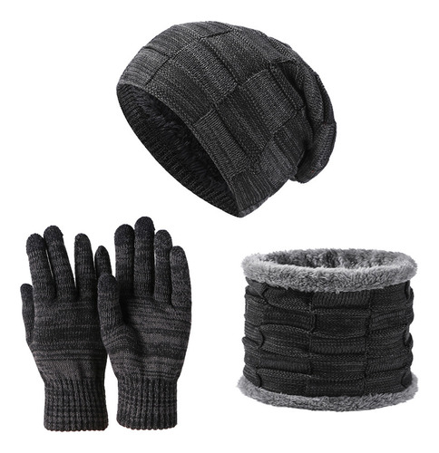 Gorro.bufanda Guantes Invierno Tejido Grueso Forro Polar C