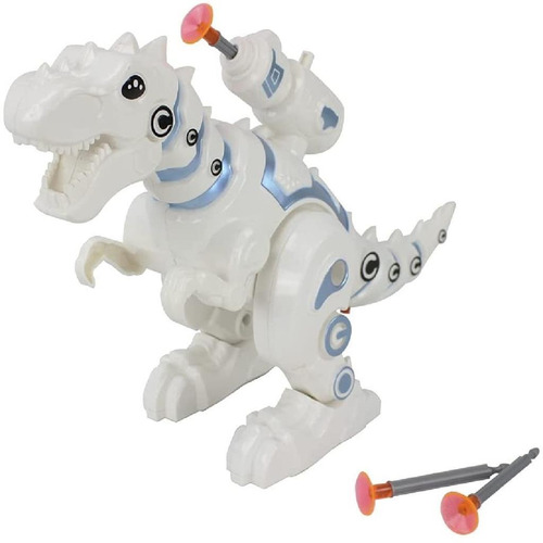 Robo Dinossauro Lancador De Dardos Com Som Luz E Anda R3024 Cor Branco