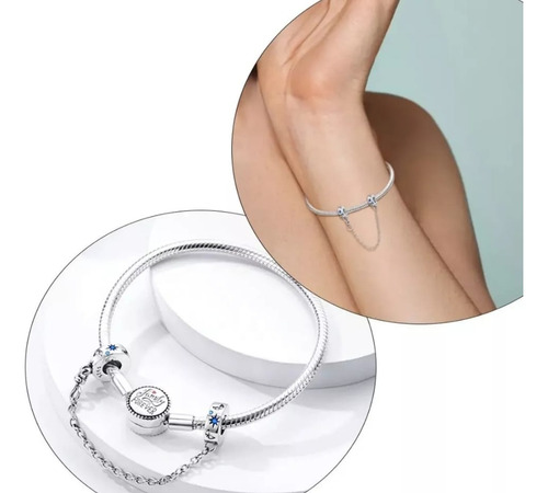 Cadena De Seguridad Para Pulsera Estrella Stars Plata S925