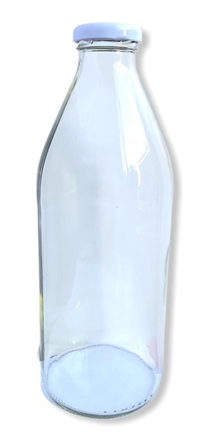 Botella Vidrio De Litro Tipo Lechera Pack De 12 C/ Tapa 38mm